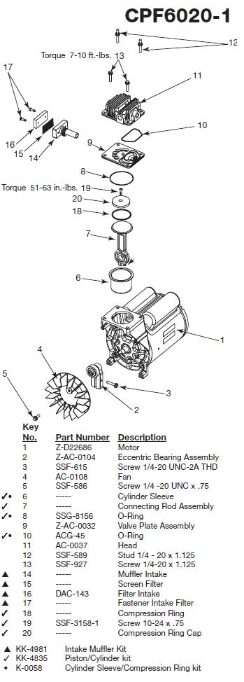 Devilbiss CPF6020-1 Pump Breakdown